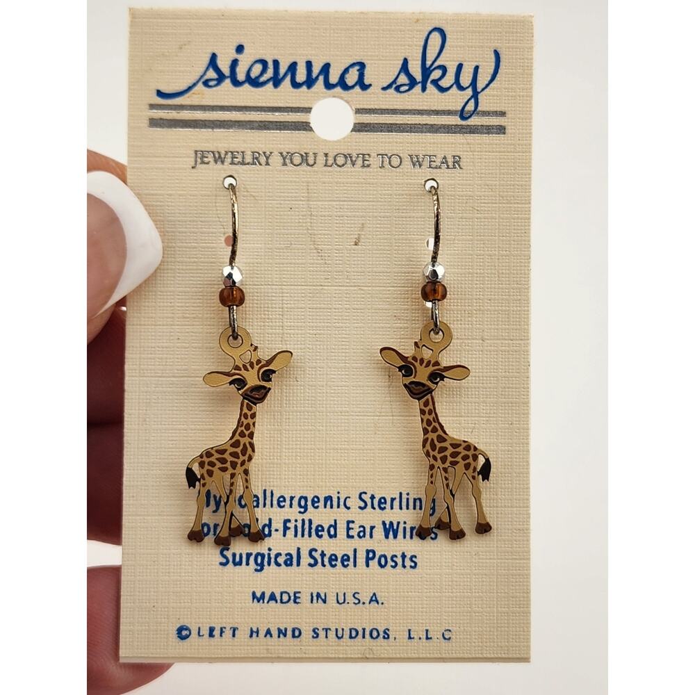 Sienna Sky Giraffe Hand Painted Pierced Earrings Made in Colorado